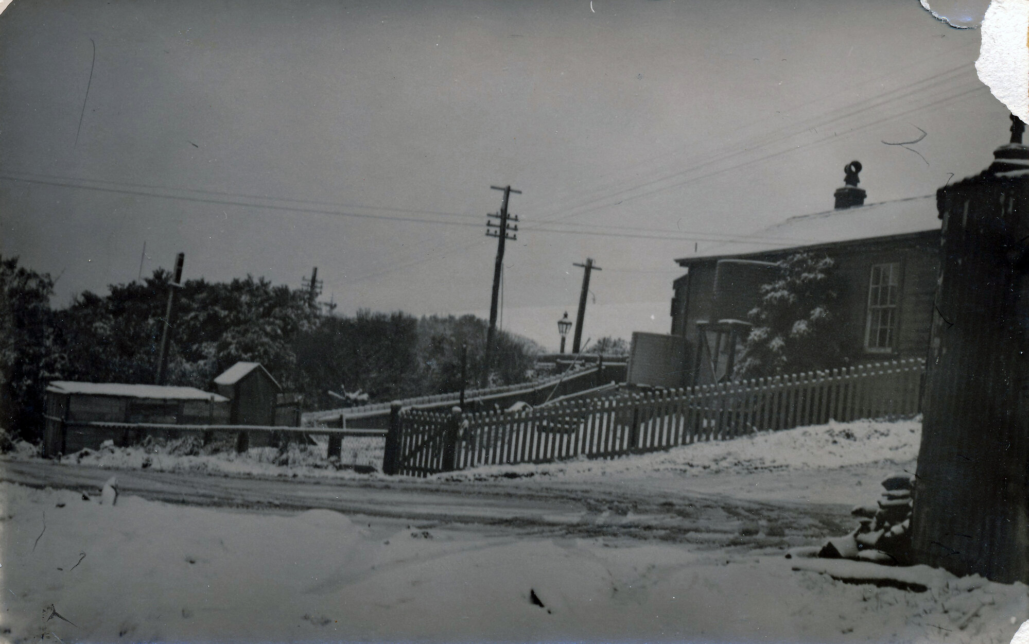 The Hyslops' residence in the snow