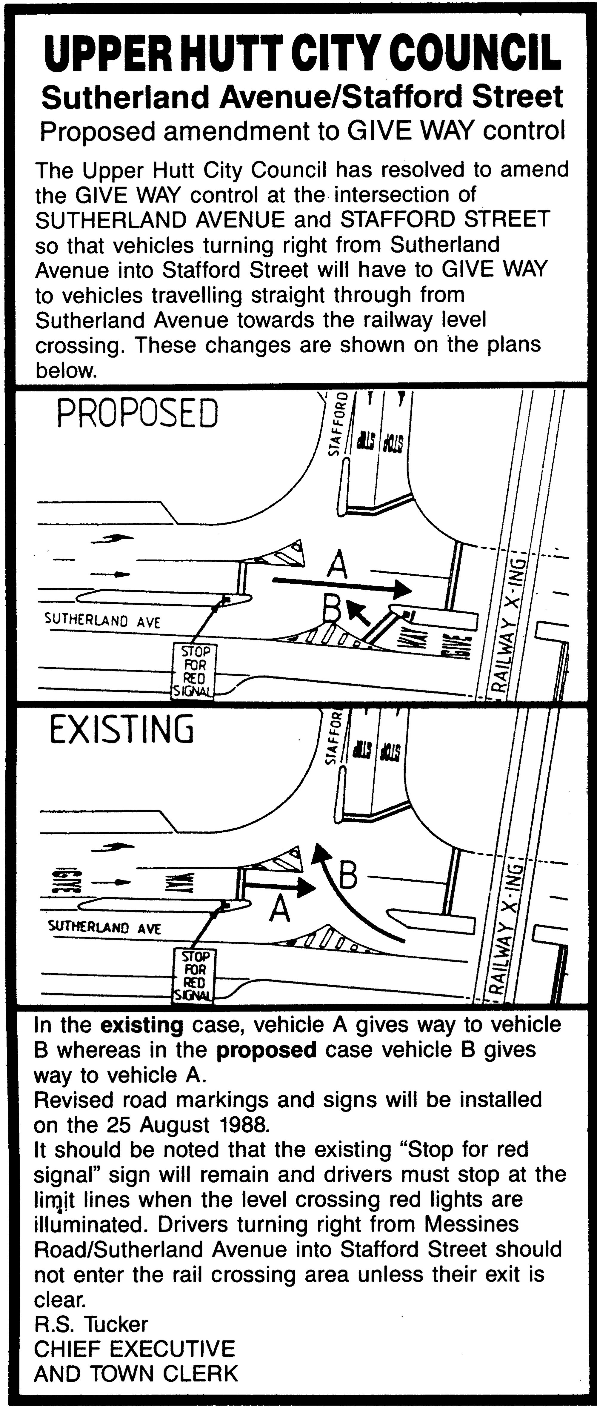 Traffic management 1988; intersecton of Sutherland Avenue, Stafford Street