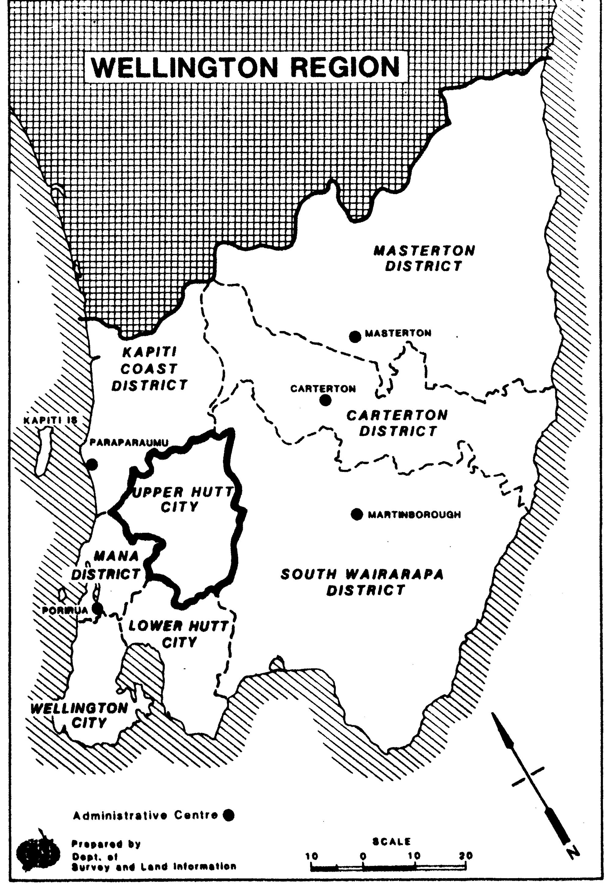 Wellington regional boundaries, October 1988