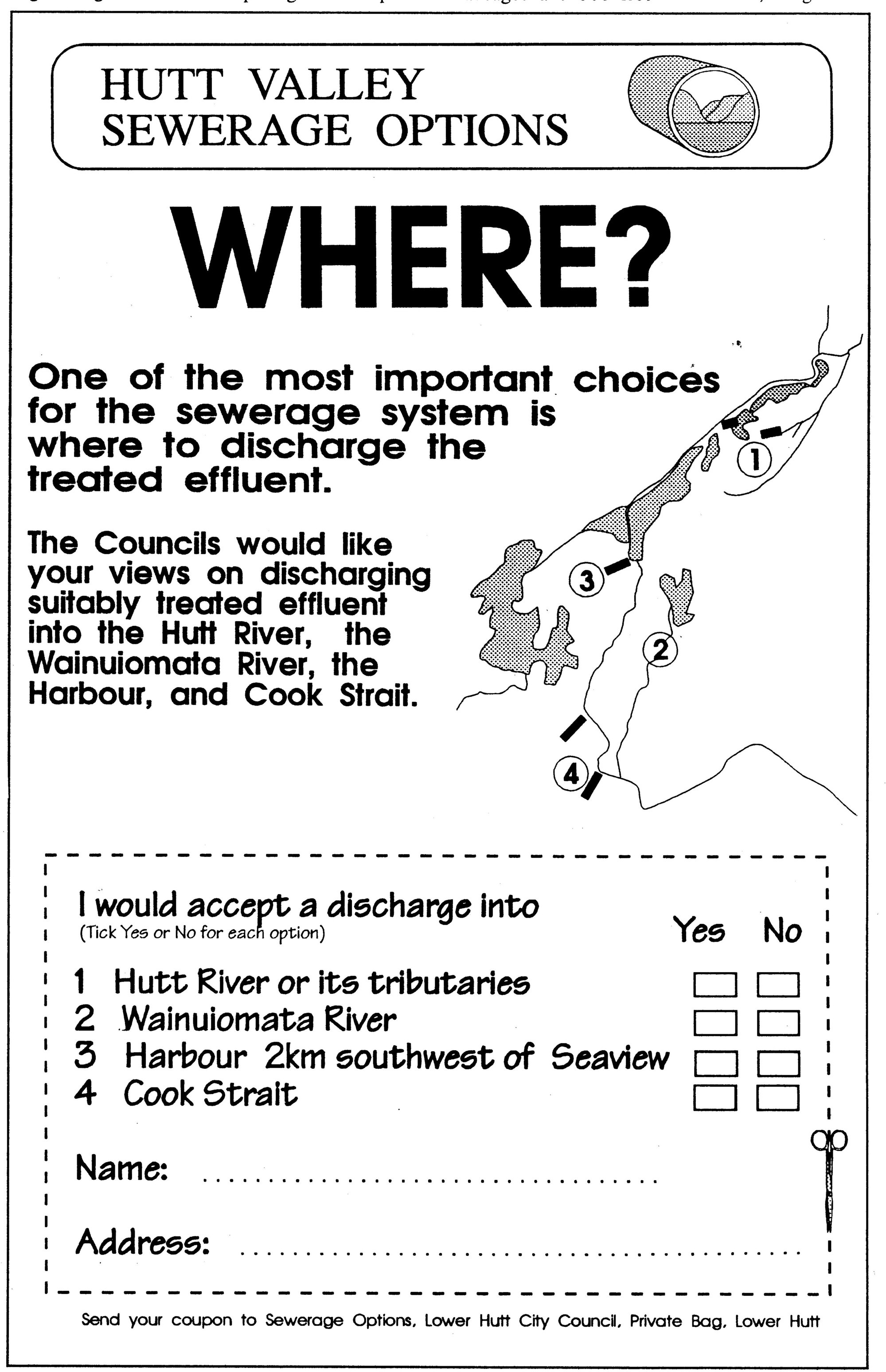 Sewage, Hutt Valley; effluent discharge options
