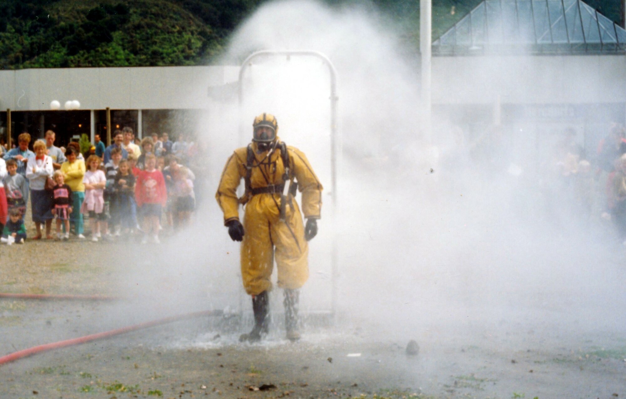 Silverstream Volunteer Fire Brigade; fire-fighting demonstration at Trentham; circa 1990s; decontamination shower