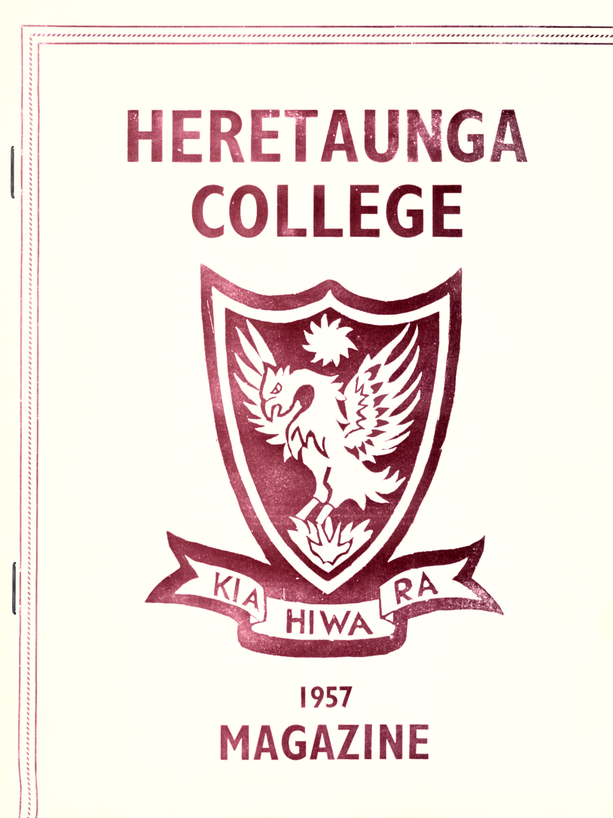 Heretaunga College Panui school magazine, 1957