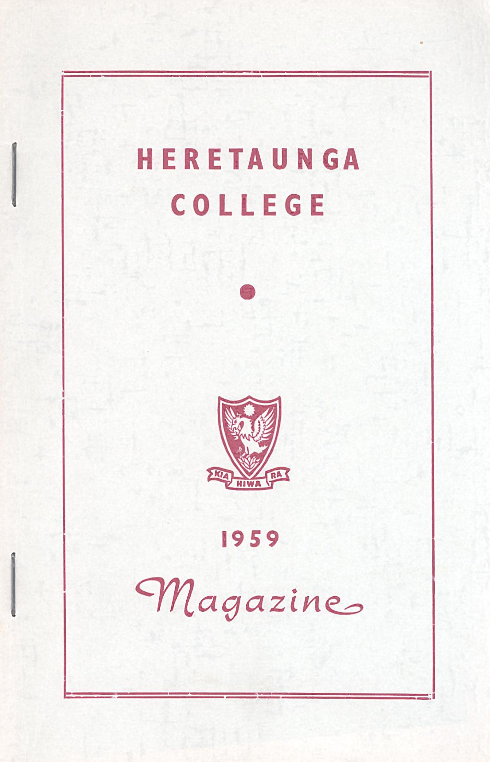 Heretaunga College Panui school magazine, 1959