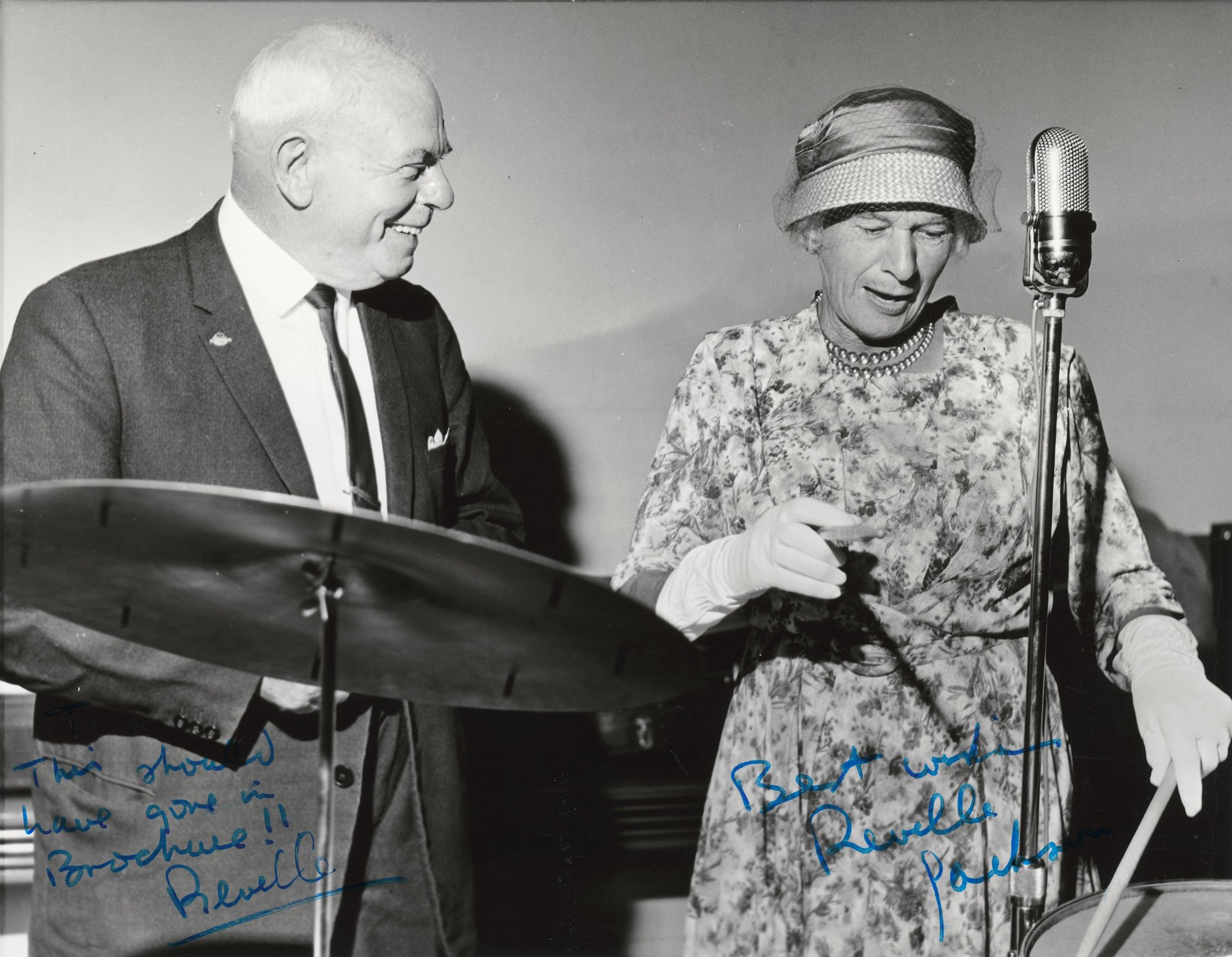 Mayor &amp; Mrs Kinsman playing on drums [P3-35-112]