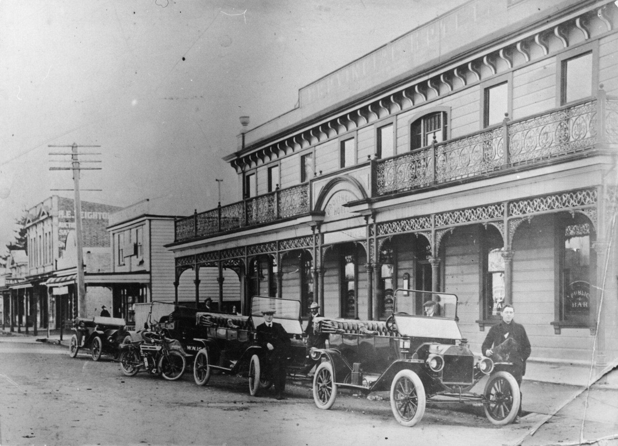 Provincial Hotel; with cars and motor cycle.[P3-36-126]
