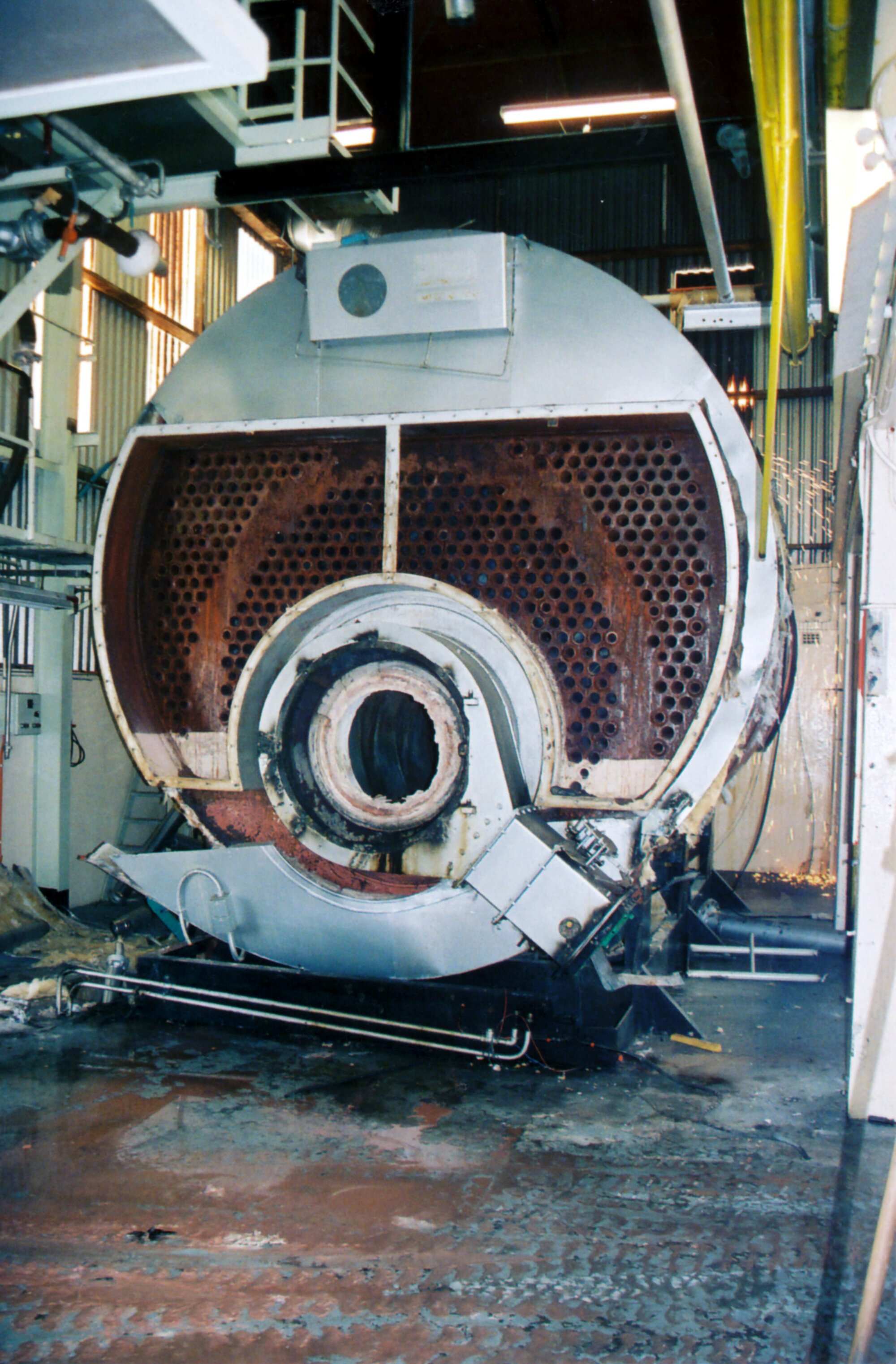 South Pacific Tyres; John Thompson boiler demolition 4; passages for flue gas