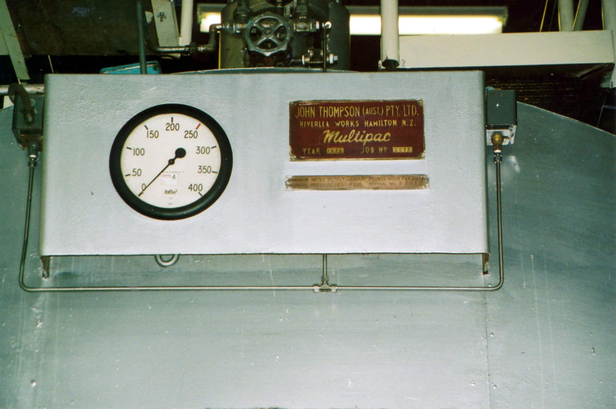 South Pacific Tyres; John Thompson boiler demolition 3; maker's nameplate