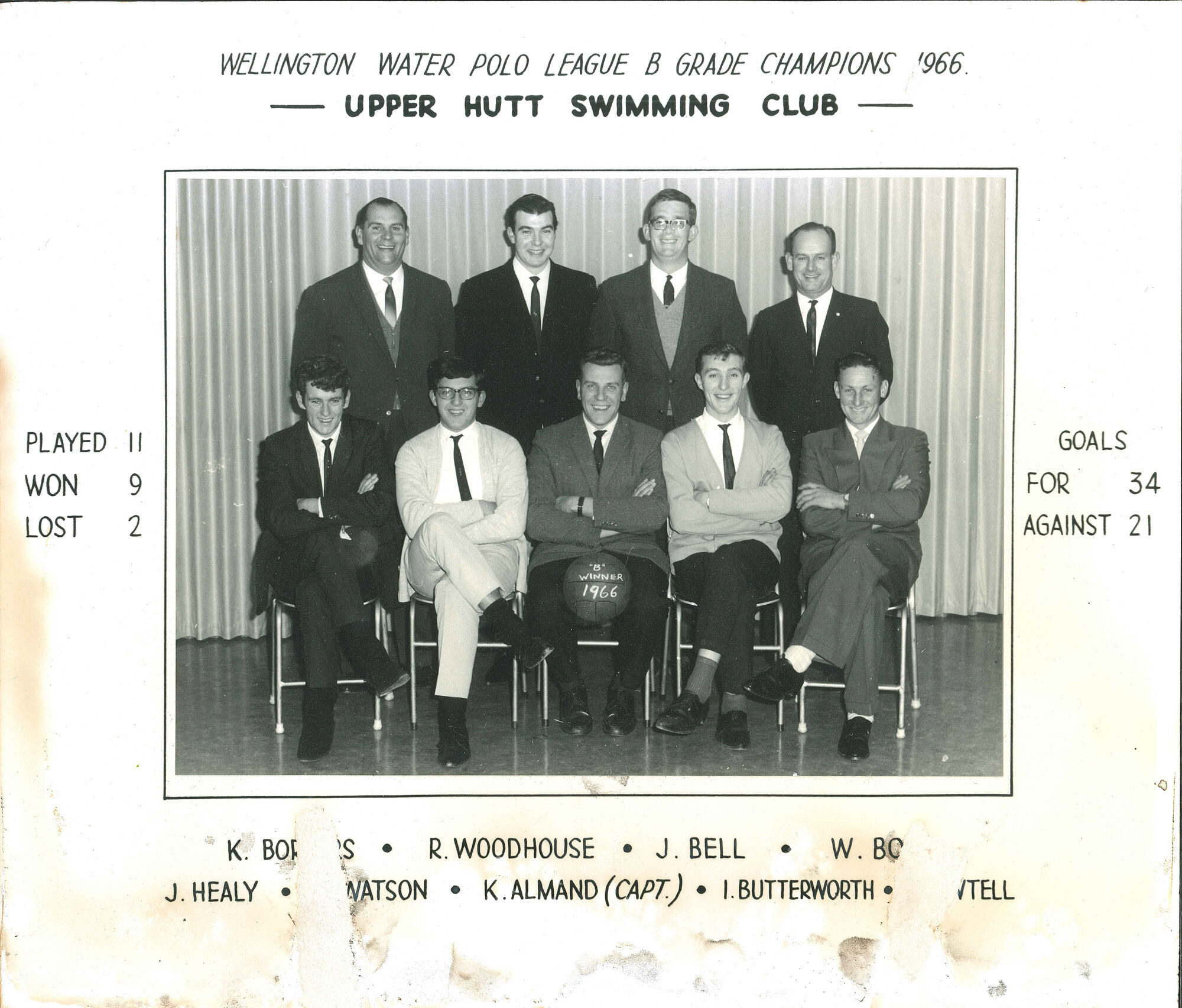 Upper Hutt Swimming Club, water polo league B grade champions, 1966