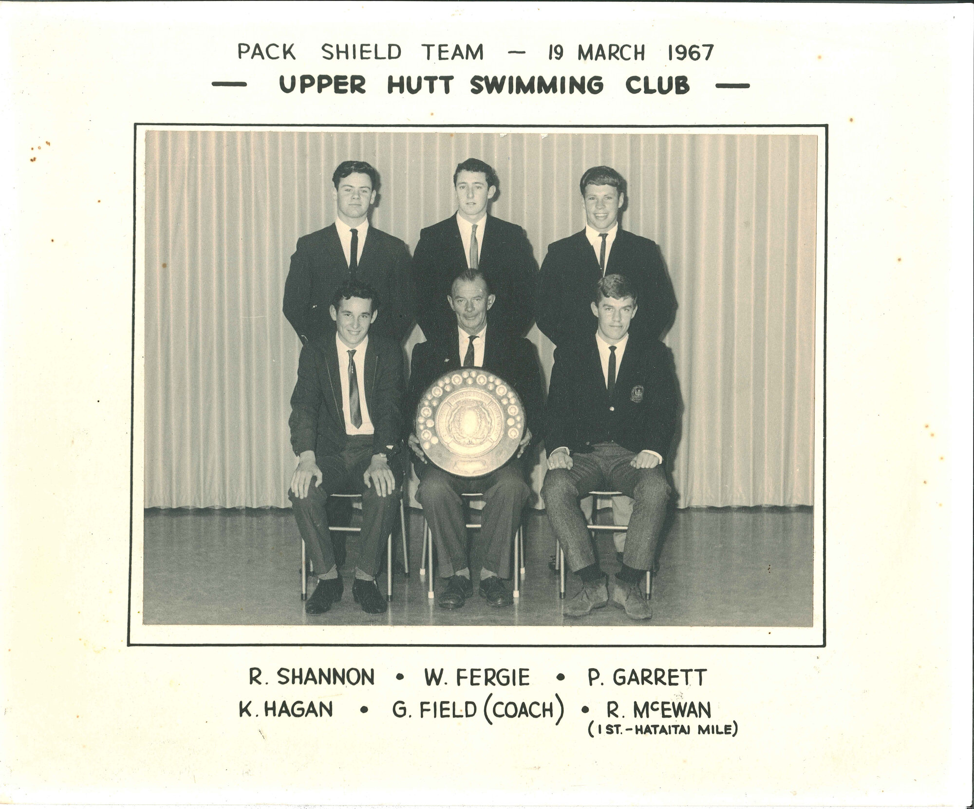 Upper Hutt Swimming Club, Pack Shield team, 19 March 1967