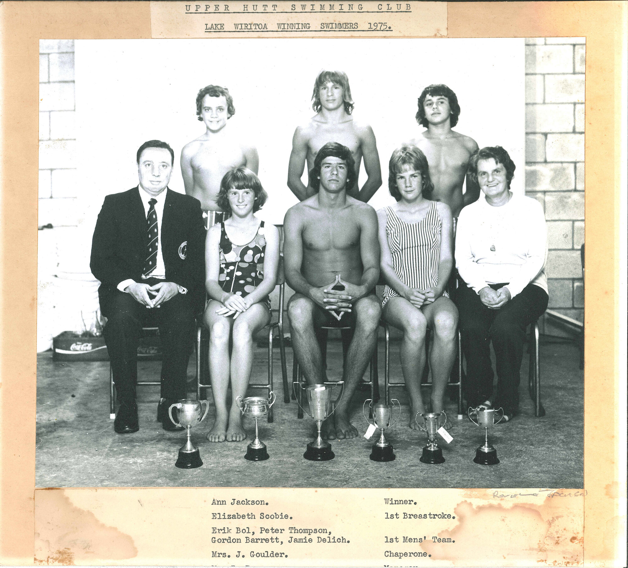 Upper Hutt Swimming Club, Lake Wiritoa winning swimmers, 1975