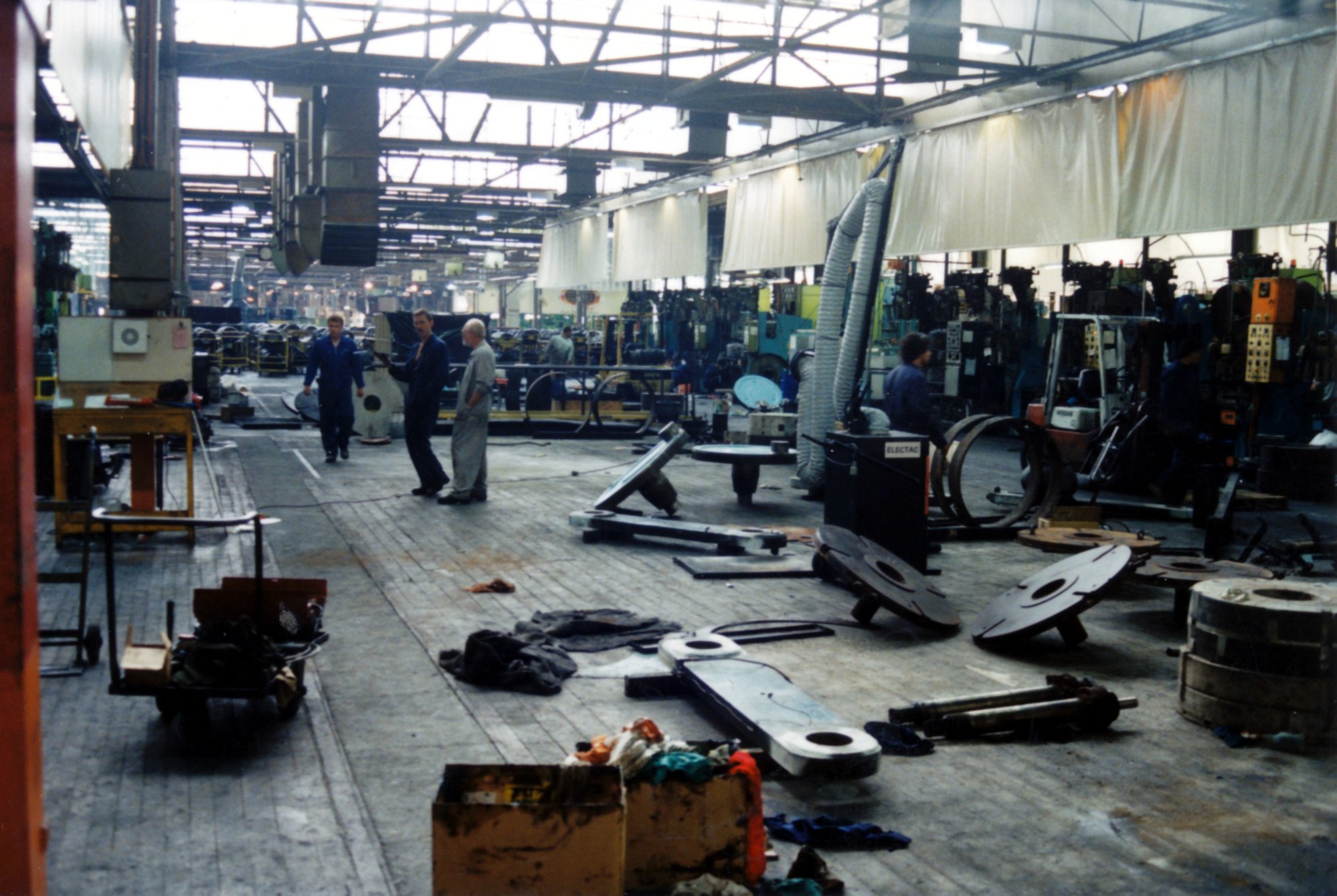 South Pacific Tyres; after closure; moulding section; 40-inch Bag-o-Matic press mechanism parts.
