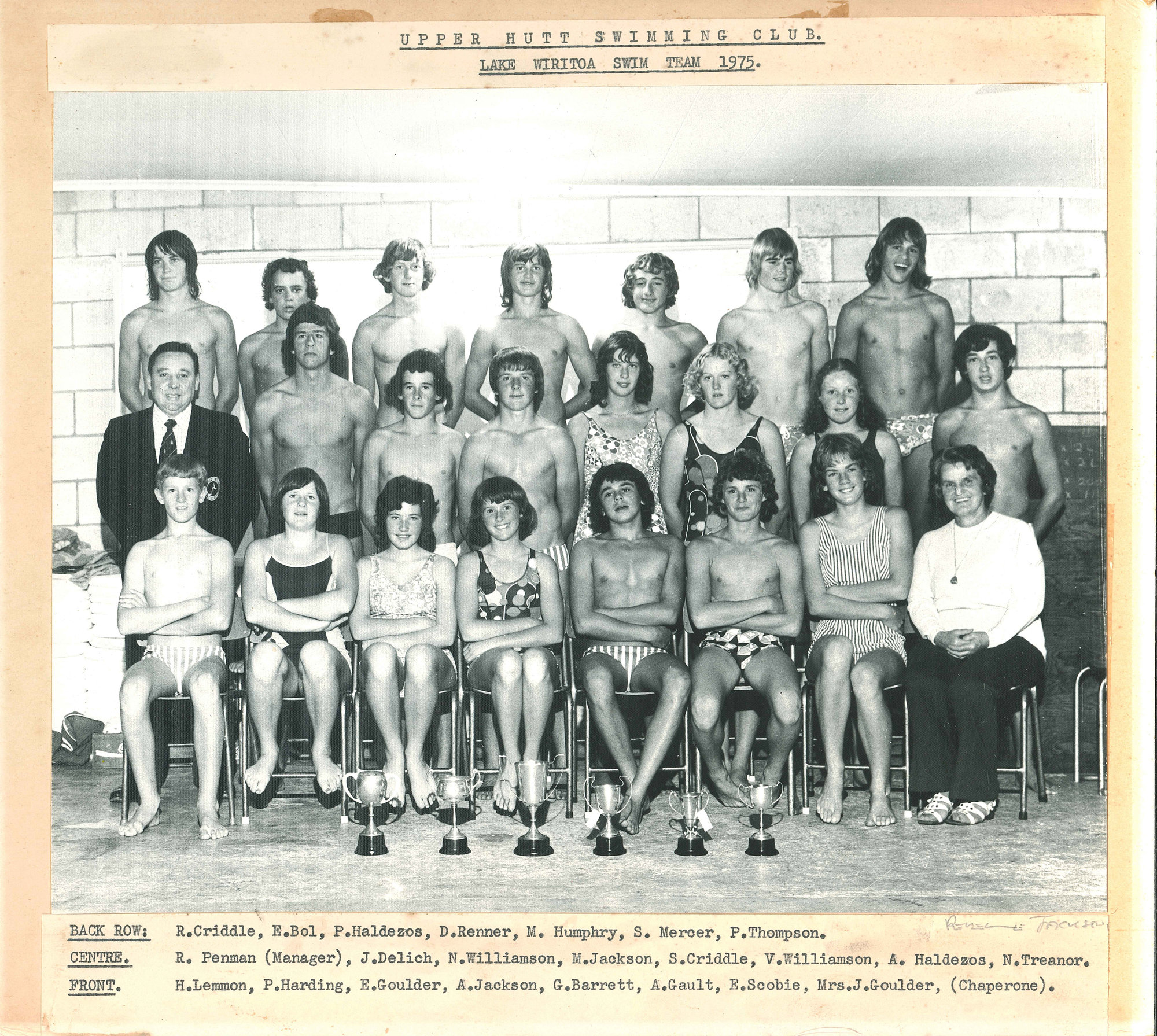 Upper Hutt Swimming Club, Lake Wiritoa swimming team, 1975