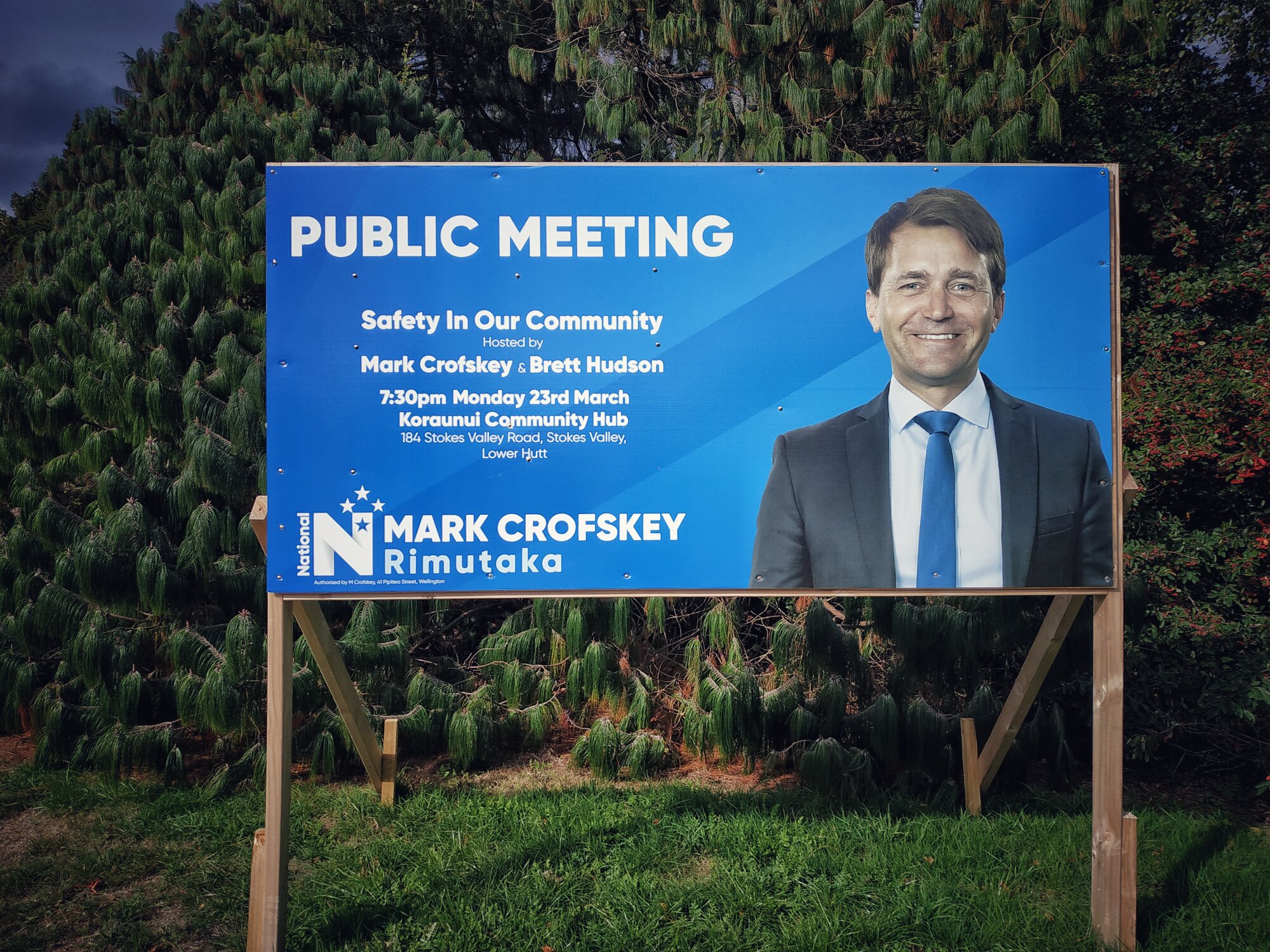 Public meeting sign during Covid-19 Level 4 lockdown
