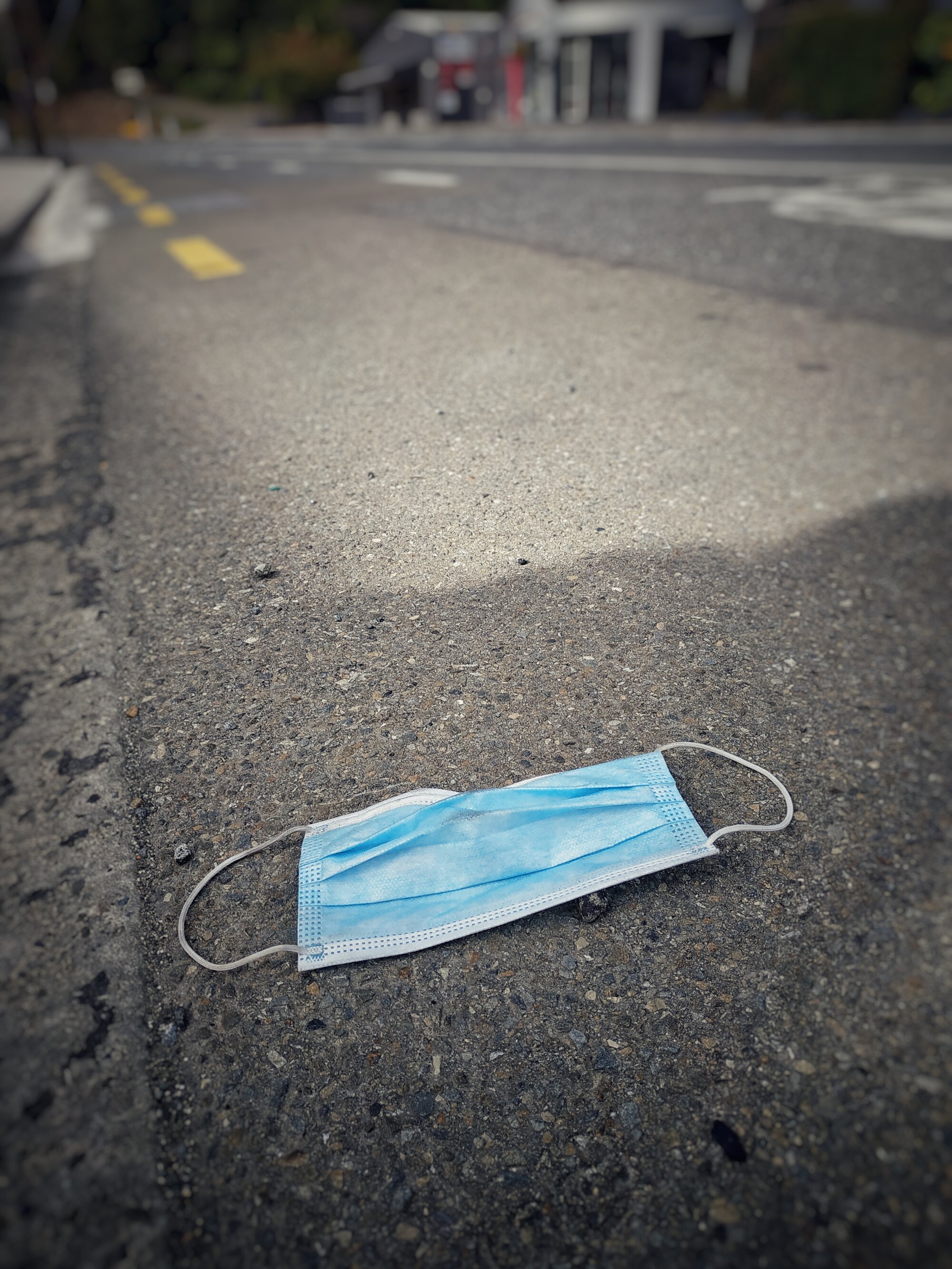 Discarded face mask on Park Street