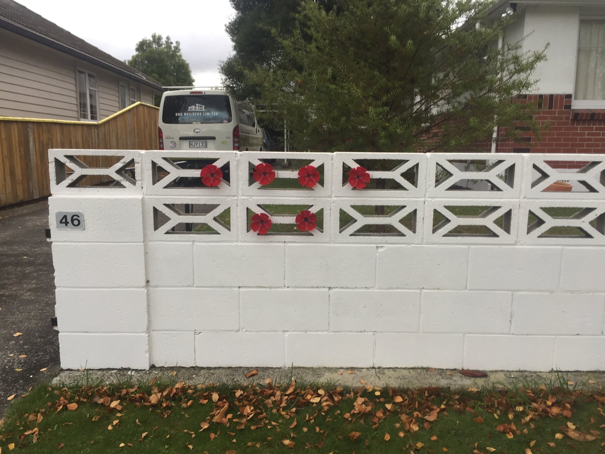 Poppies wall tribute, Heretaunga, Anzac Day 2020