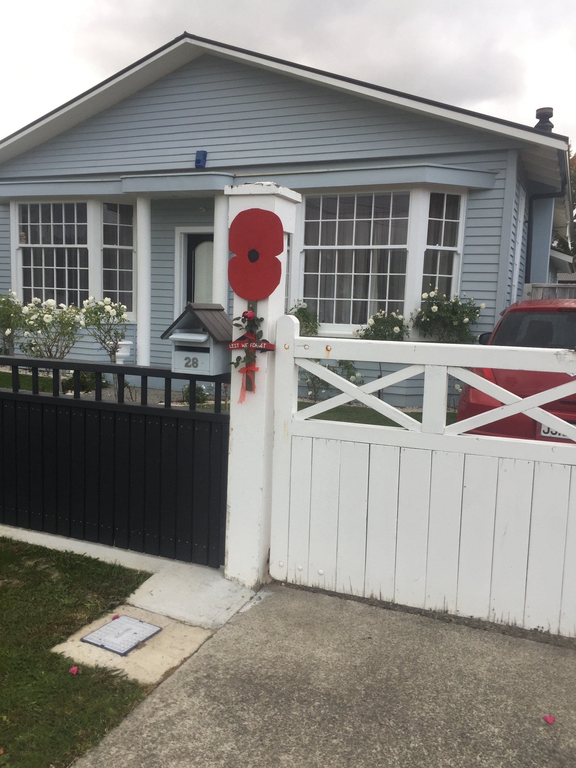Poppy tribute, Heretaunga, Anzac Day 2020