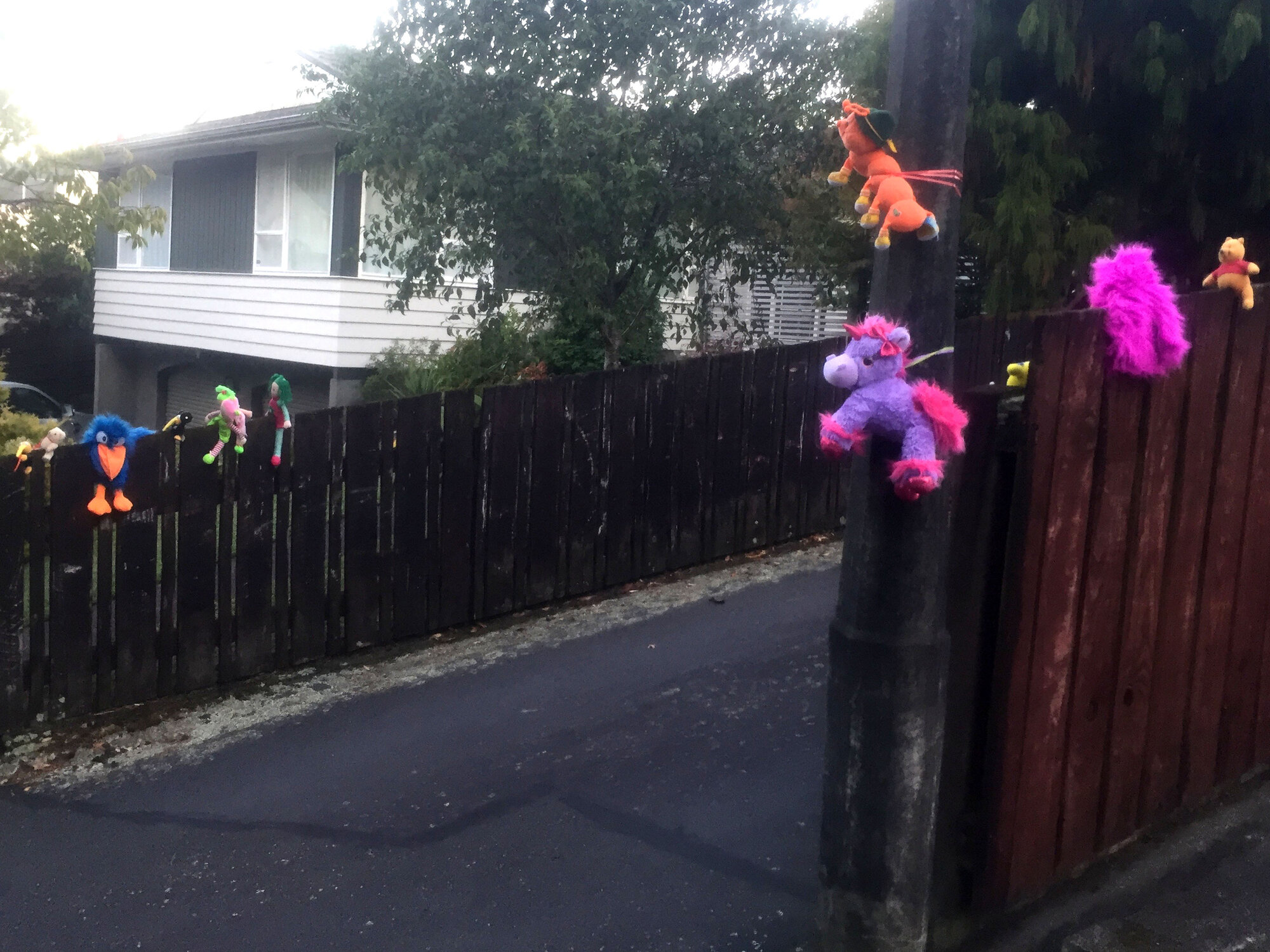 Stuffed toys driveway display, Silverstream