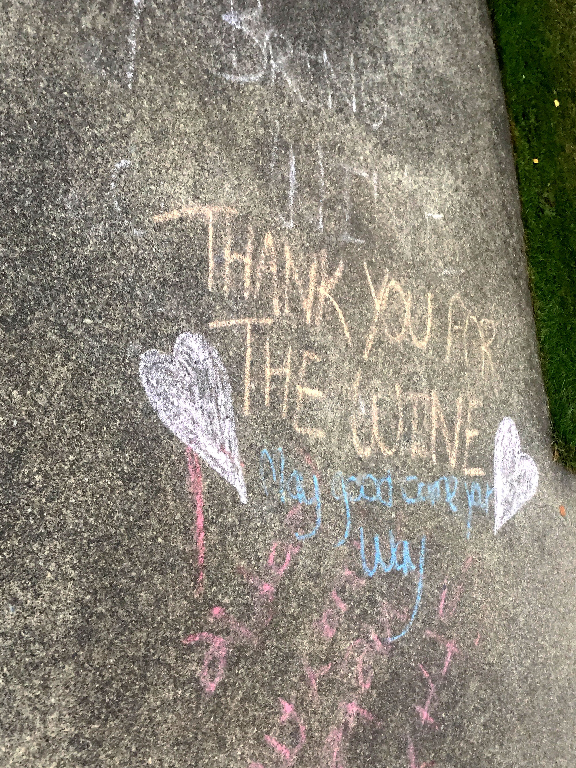 Parents' chalked pavement lockdown plea, Pinehaven, (2 of 2) 