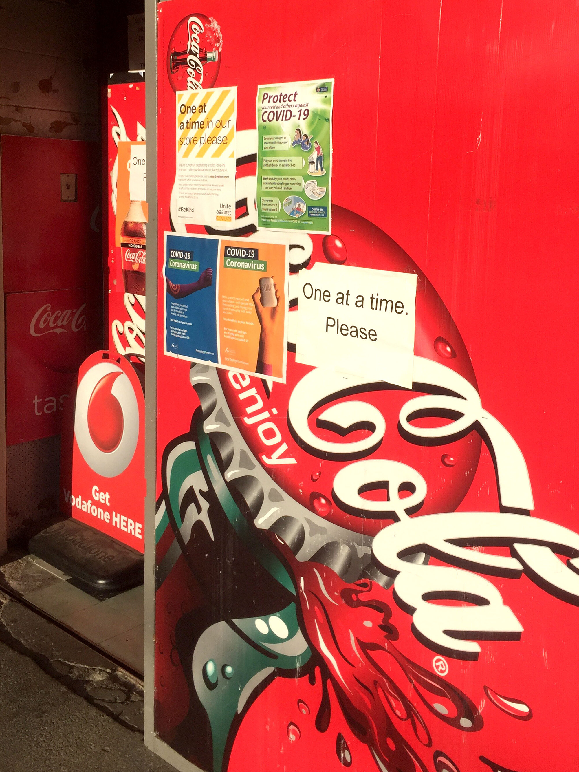 Covid-19 notices at Merton Mini Market, Trentham