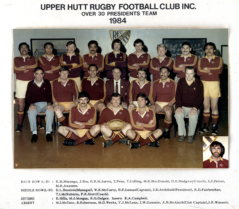 Upper Hutt Rugby Football Club 1984; over-30 President's team.