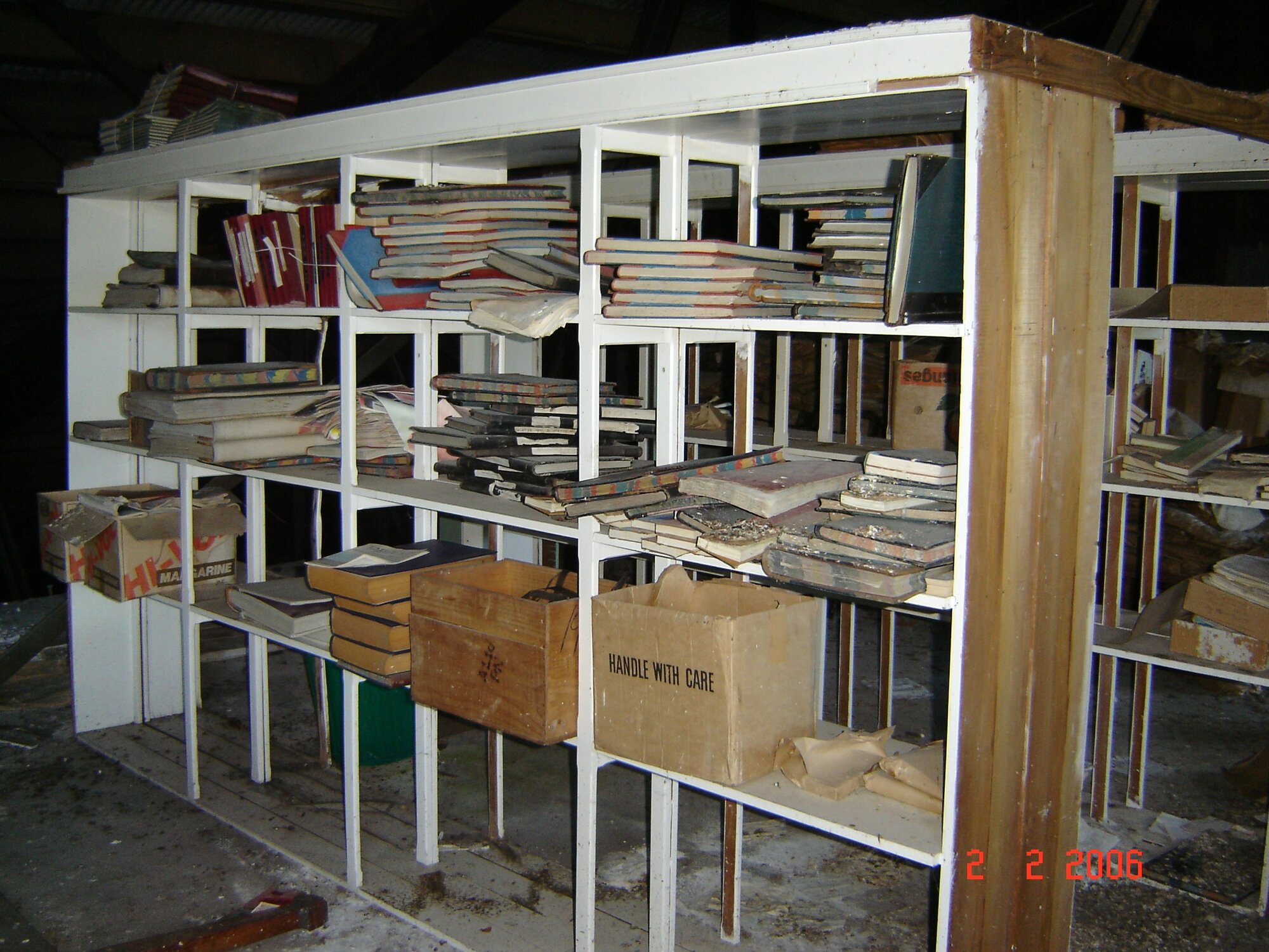 Trentham Racecourse; archives found under the grandstand roof. [P1-843-3607]