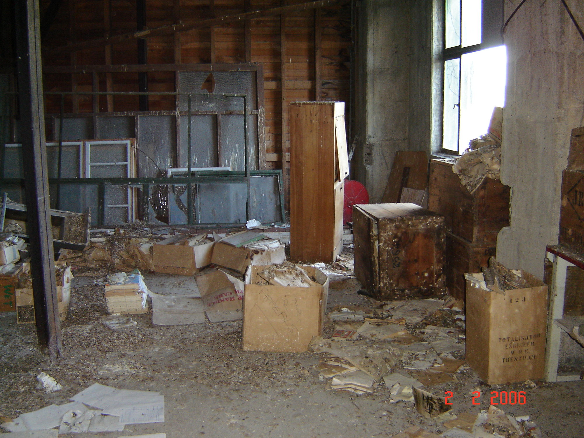 Trentham Racecourse; archives found under the grandstand roof. [P1-845-3609]