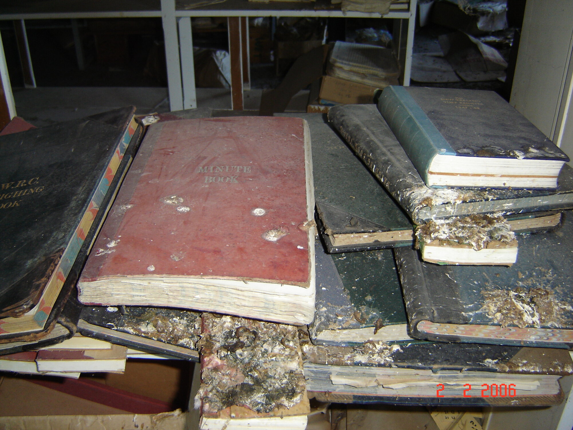 Trentham Racecourse; archives found under the grandstand roof. [P1-846-3610]