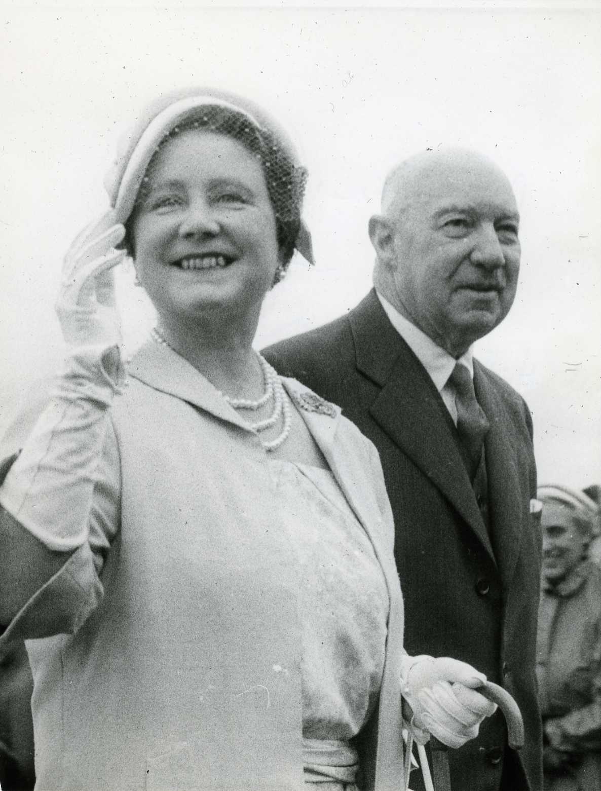 Queen Mother with H.R. Chalmers at Trentham Races; 1958