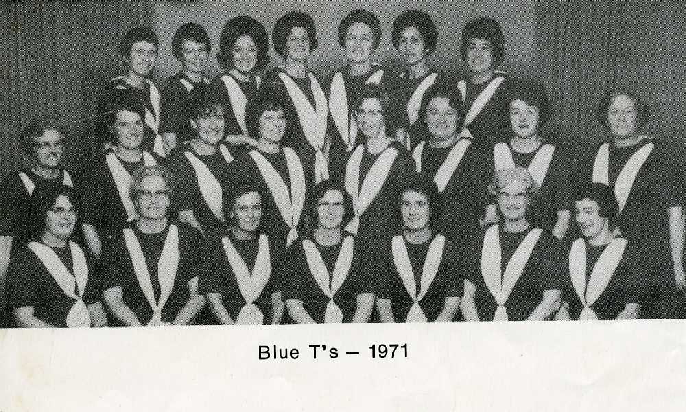 Blue Ts; group portrait, 1971.
