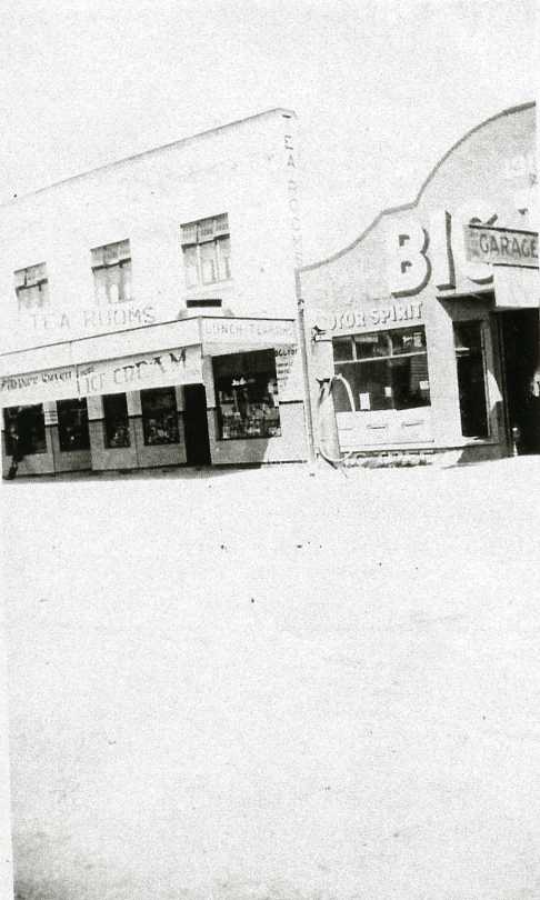 Main Street; Benge's building, housing David Clyde's shop, and Baigent's garage.