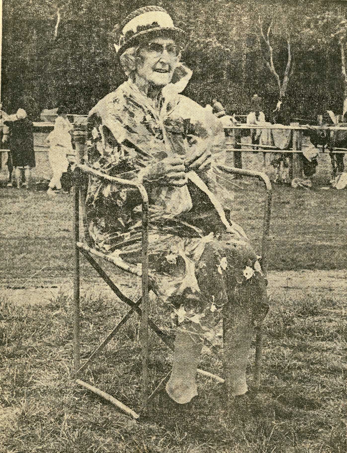 A &amp; P show; lady identified as Mrs F L Lamb, seated in chair.
