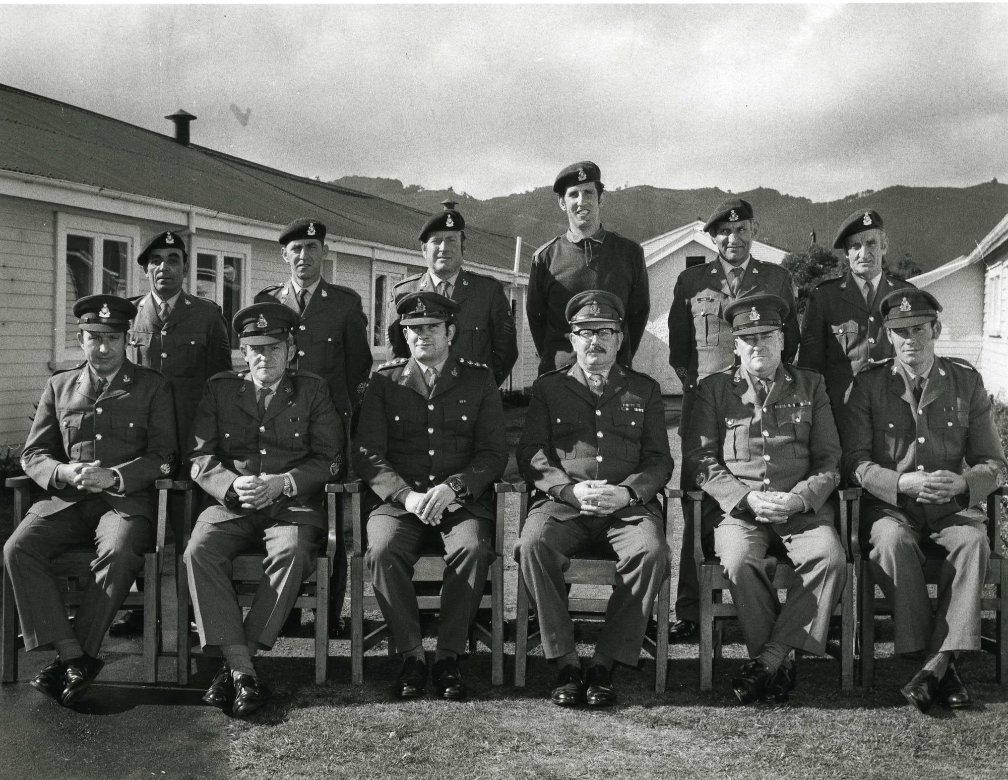 Trentham Camp; group portrait, military personnel; officers and NCOs. [P3-479-1973]