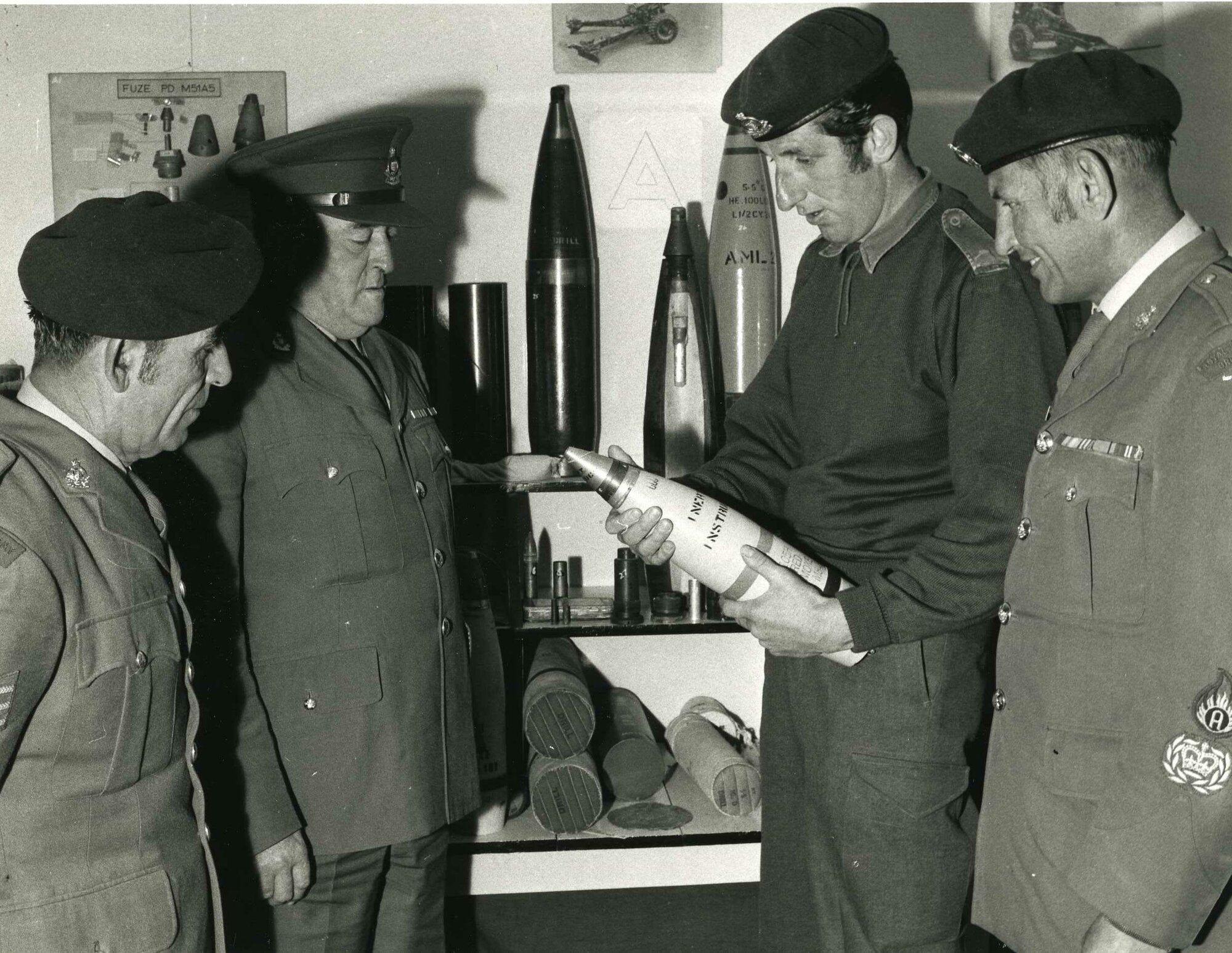 Trentham Camp (?); soldiers and artillery projectiles.