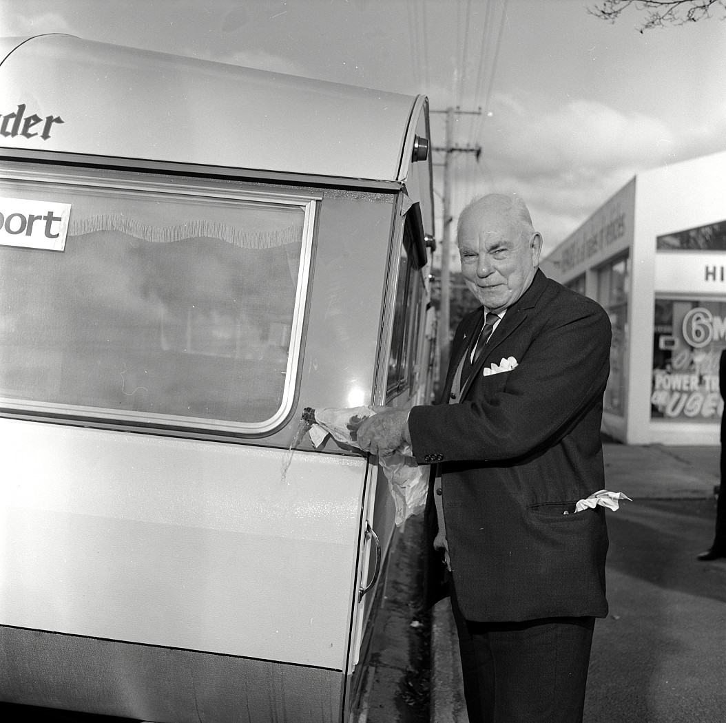 Anthony Motors; export caravans and mayor Percy Kinsman.