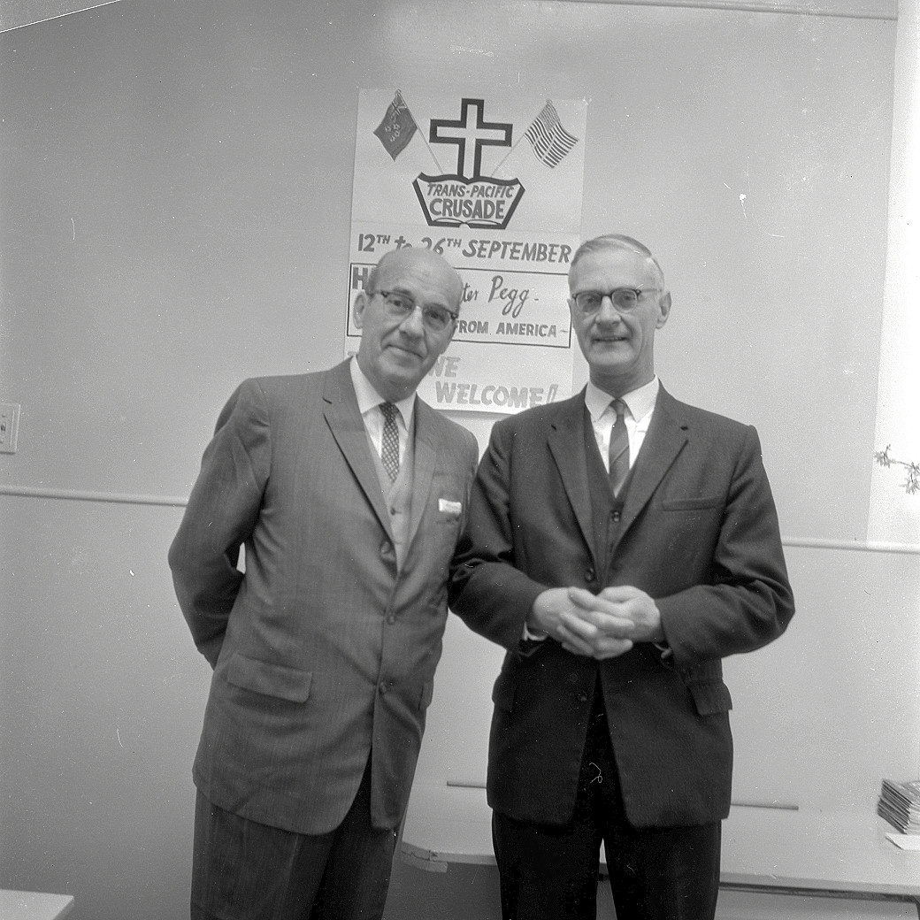Baptist church; Dr Walter Pegg, from California, and the Rev. A. J. Gibbs.  [P1-1455-3845]