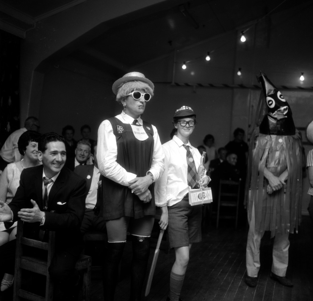 Dunlop Christmas social; Jim Burns, Sadie Coyle identified.