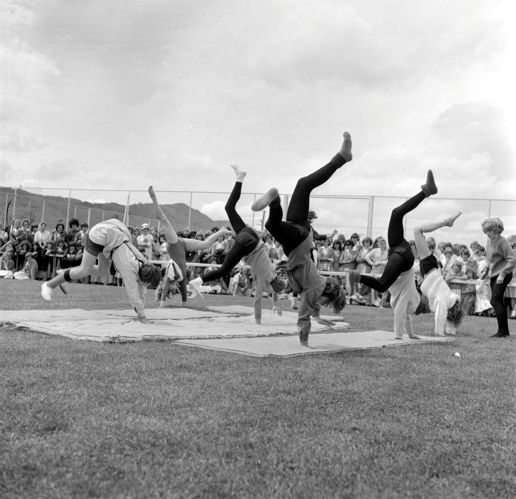 Heretaunga College open day; gymnastics; floor exercises display.