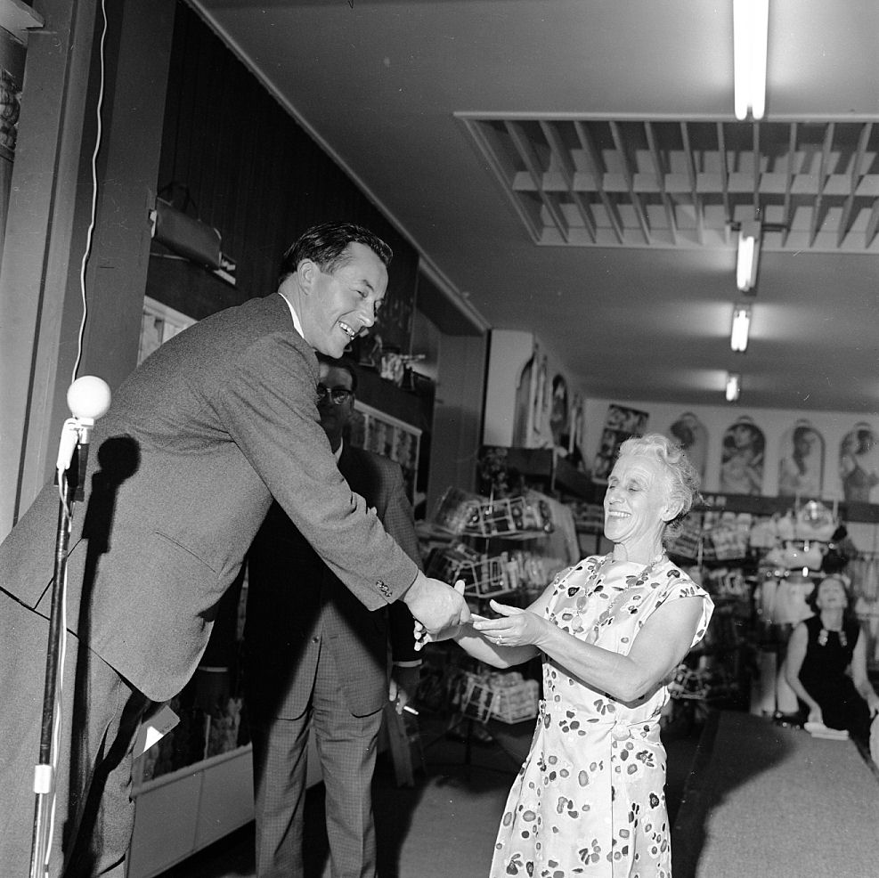 Hazelwoods wine and cheese 1967; Colin Gibbs presenting a cheque to IHC.