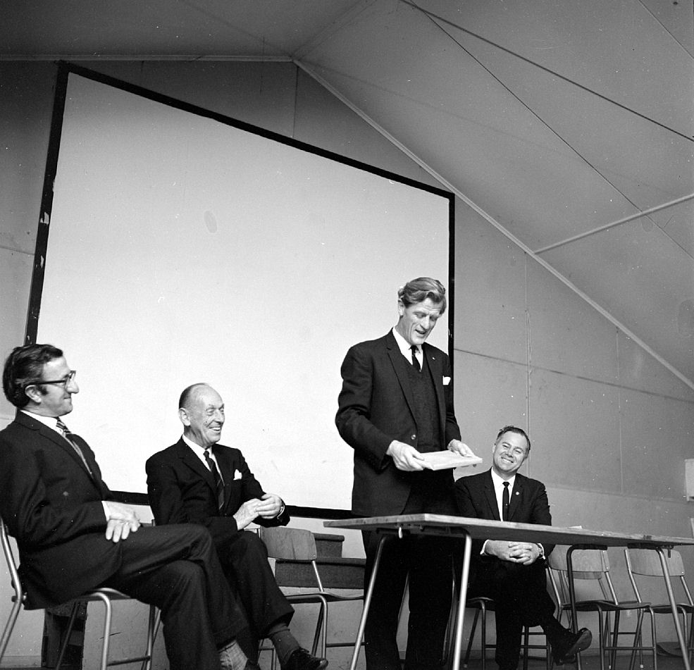 St John Ambulance Brigade; Mayor George Thomas second from left.