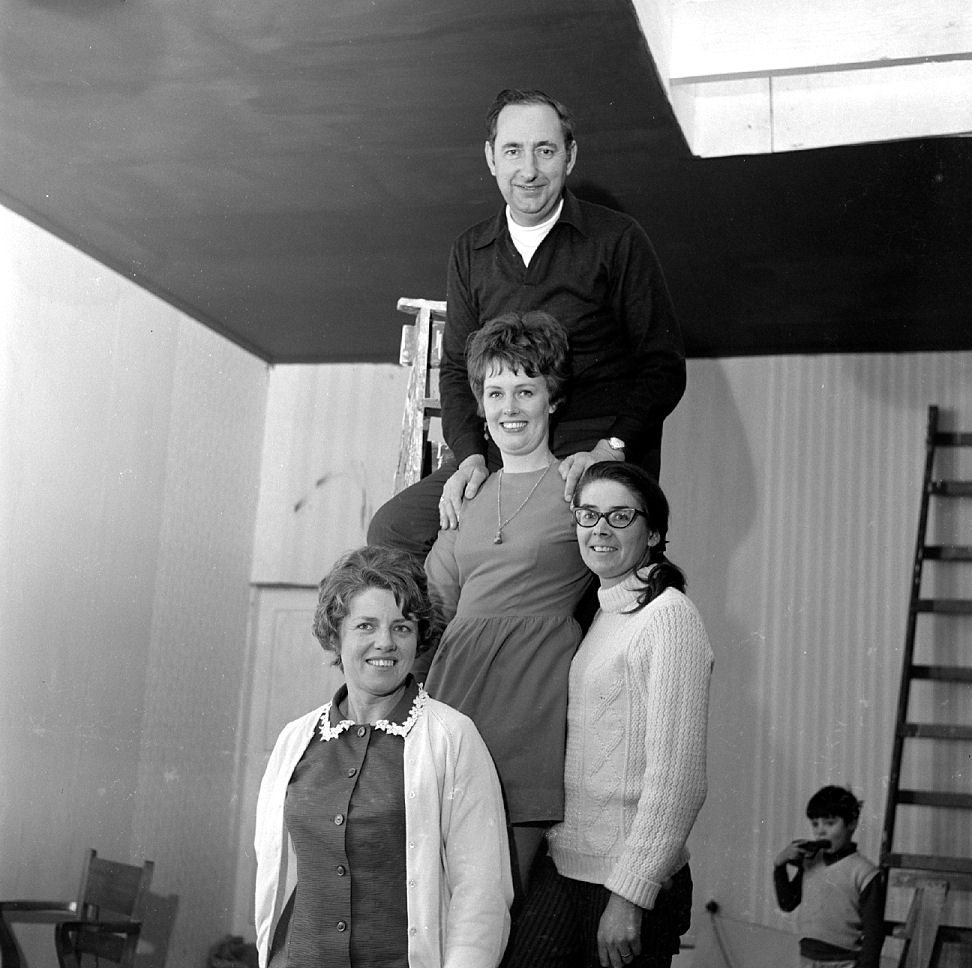 Heretaunga Players; The American Dream: in rehearsal: Jim Grant, Jackie Svenson, Wendy Evans, Jocelyn Holmes.