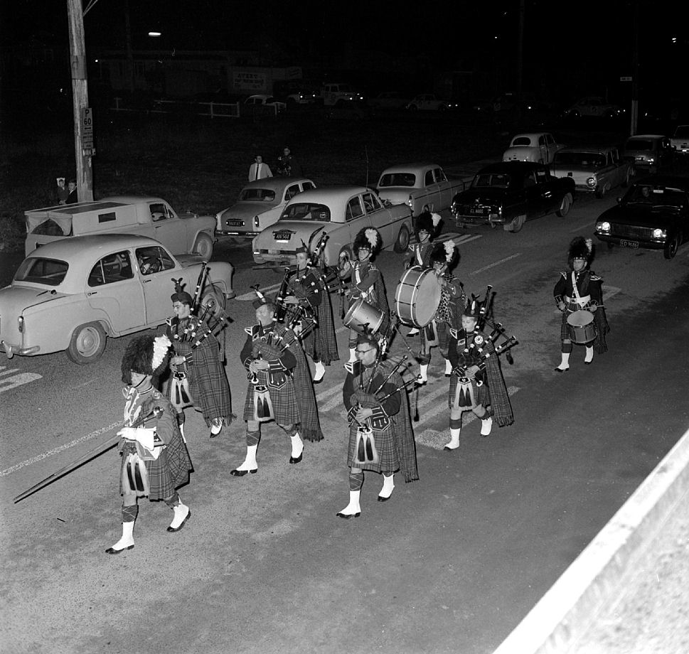 Night procession; pipe band.