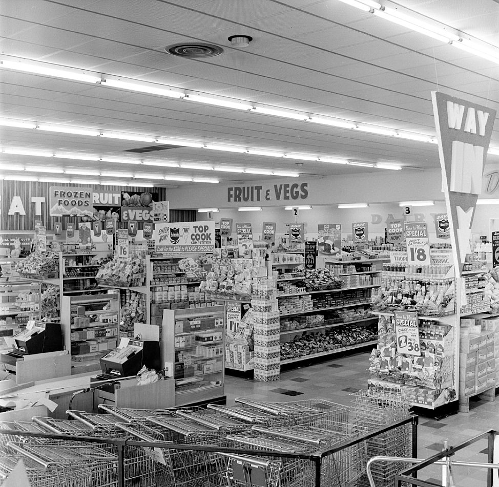 Woolworths; view from entrance turnstile. 