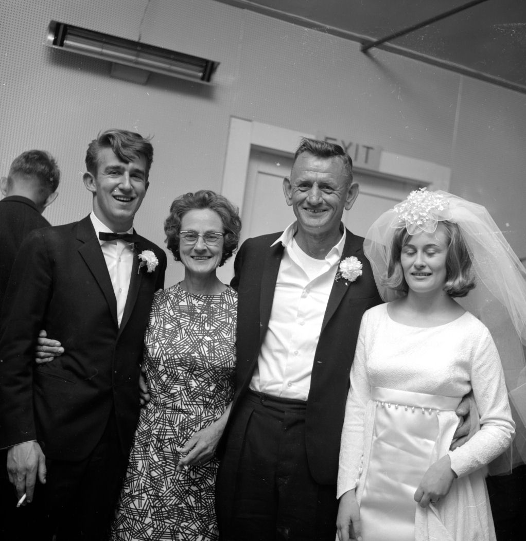 Wedding; William Baillie, Patricia "Patsy" Vare  7; with Alice and Melville "Buzz" Vare.
