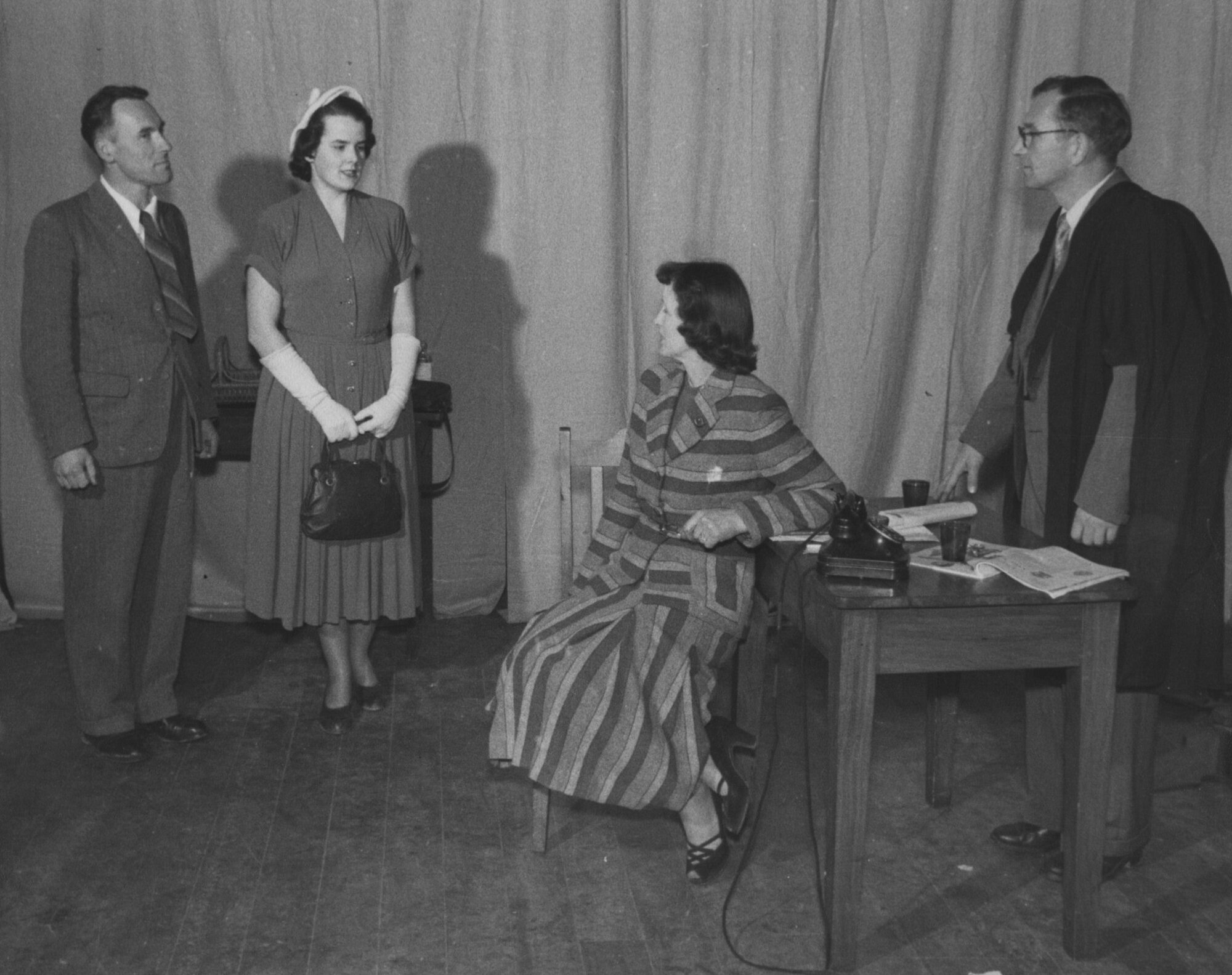 Heretaunga Players; The Browning Version: John Haxton, Judy McGregor, Julia Bradley, Ivor Heslop.]