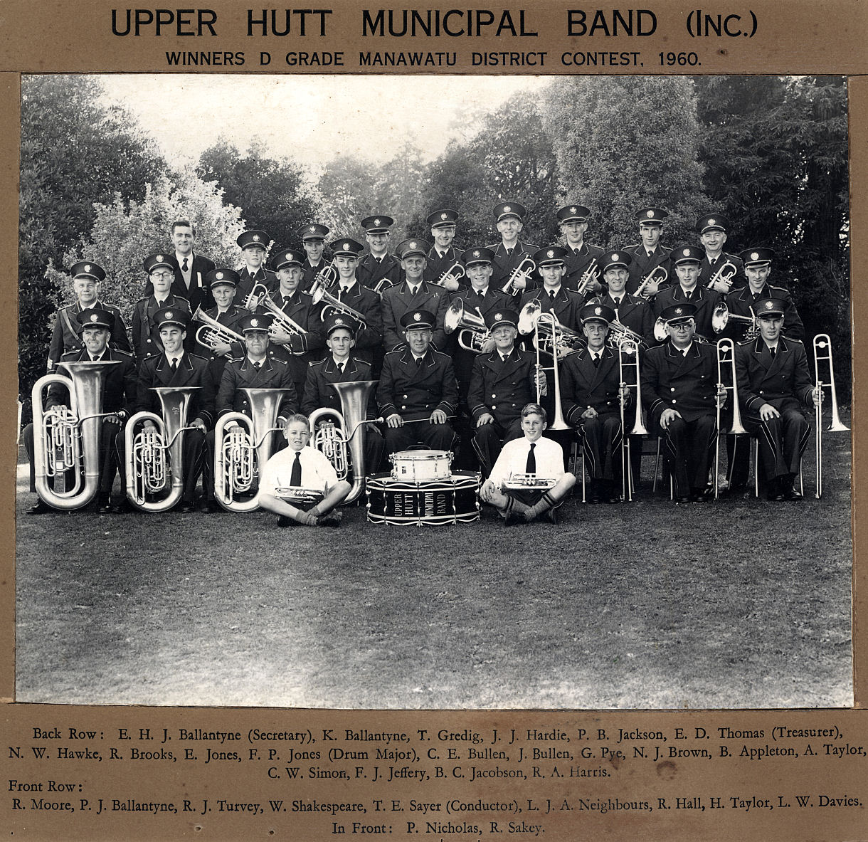 Upper Hutt Municipal Band, Manawatū district contest, 1960