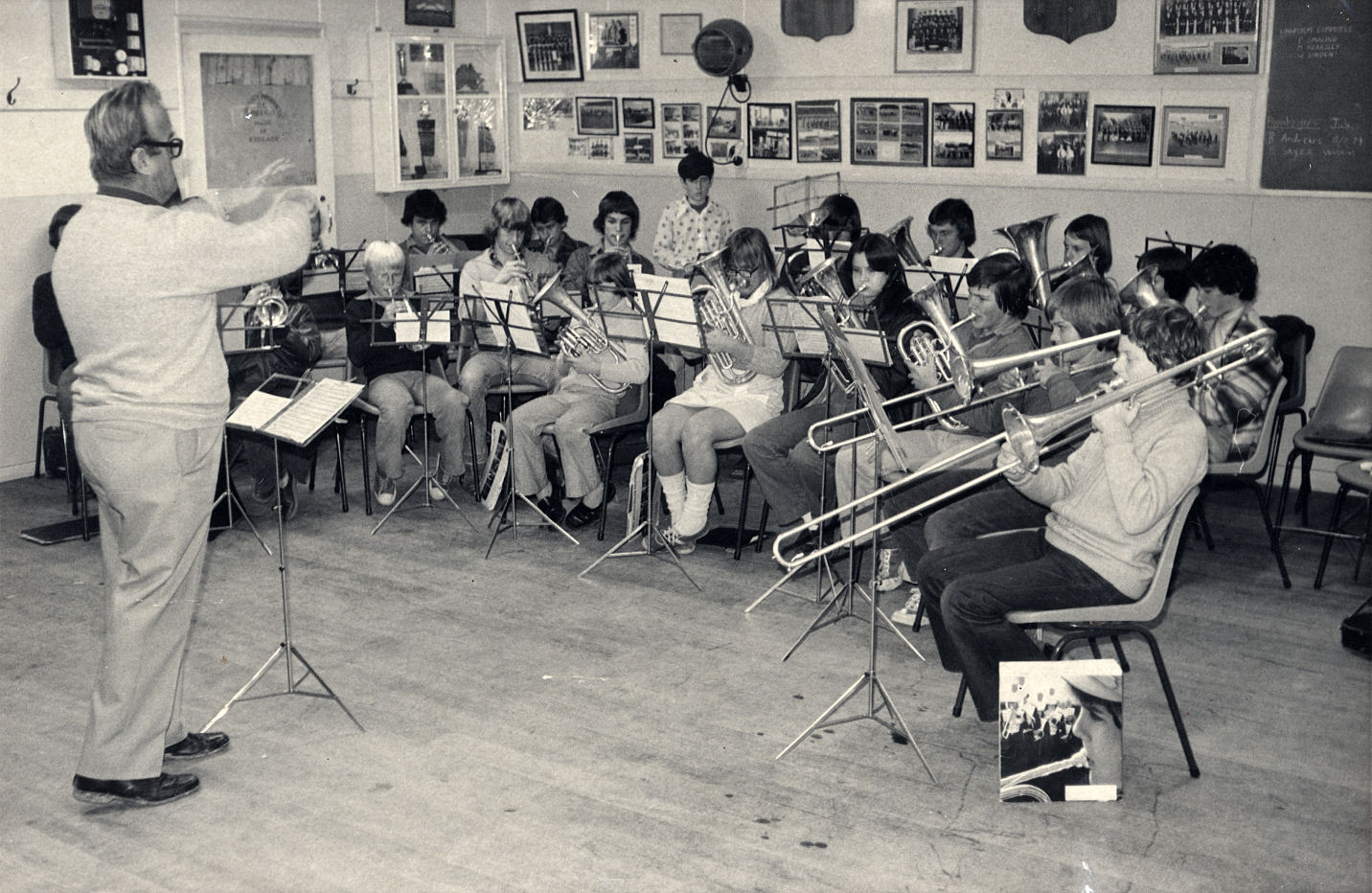 Junior Band rehearsing, 1979