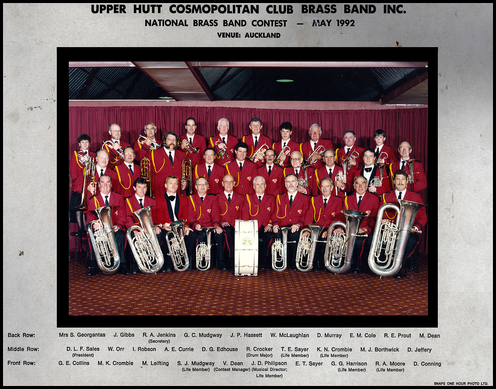 Upper Hutt Municipal Band, National Brass Band Contest, Auckland, 1992