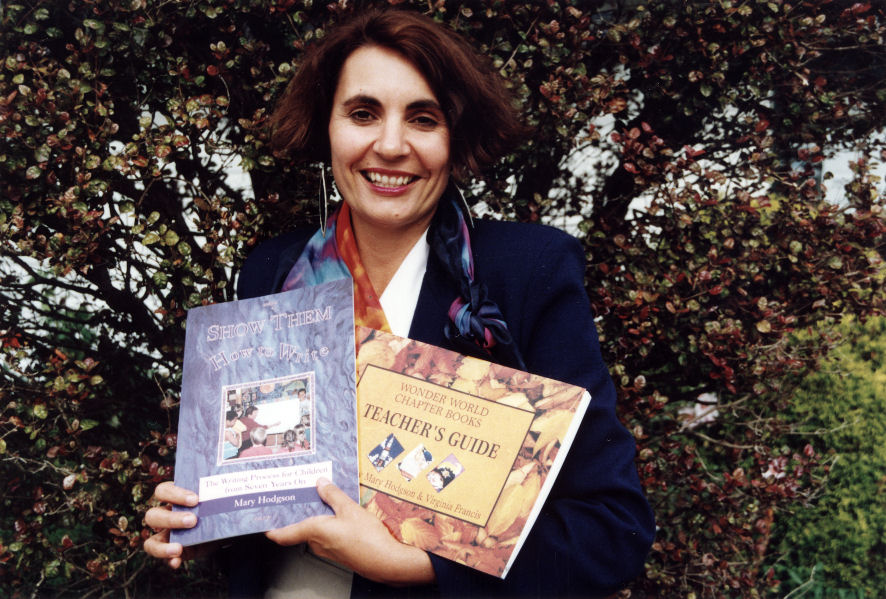 Plateau School; principal Mary Hodgson and recently-published educational books.