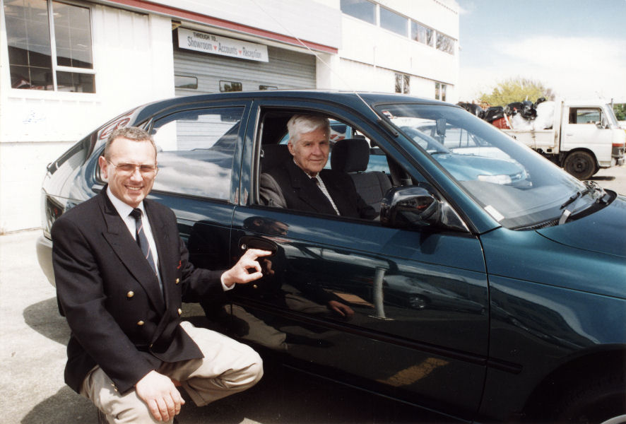 Sir Roy McKenzie with new Toyota Corolla