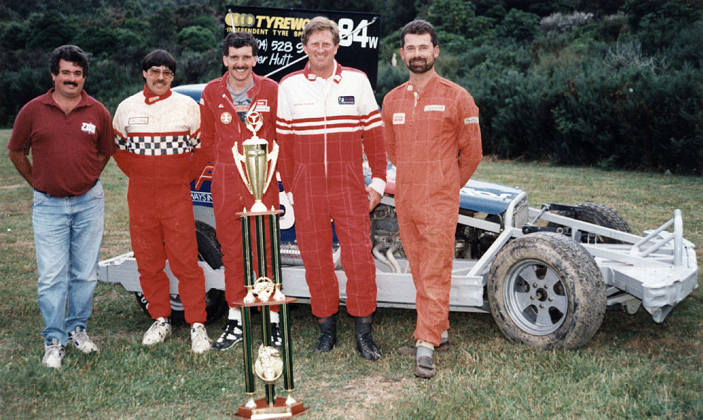 Stockcar racing; the Wellington team which won the Australasian Team Champs; with Ian King's number 84 car.
